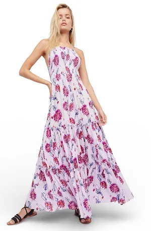 Free People Intimately Garden Party Floral Maxi Dress in Purple Women’s Sz Small thumbnail 1