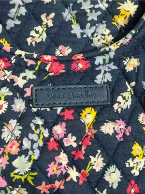 Vera Bradley Floral Quilted Navy Tote Bag Women's Shoulder Bag thumbnail 5