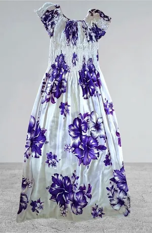 NF Hawaiian Floral Smocked Bodice On/Off Shoulder Boutique Free Size Maxi Dress thumbnail 1