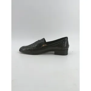 Aldo Black Croc Embossed Leather Penny Loafers Square Toe Flat Shoes Womens 8.5 thumbnail 8