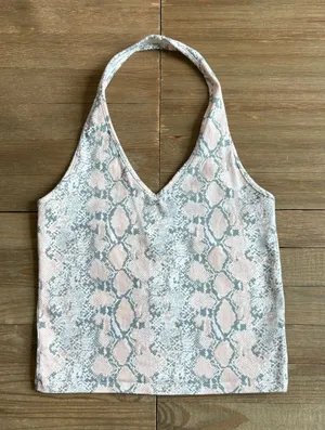 AE Snake Print Halter Crop Top thumbnail 1