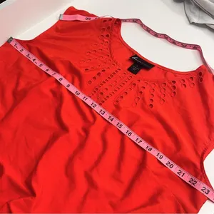 Imperfect‎ Lane Bryant top short sleeved size 14 eyelet tie front tassel top thumbnail 8