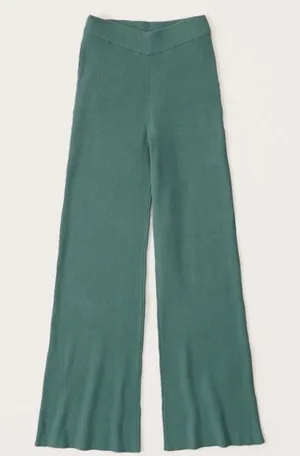 Abercrombie & Fitch Ribbed Crossover Waist Wide Leg Pant Teal- Size XS/S thumbnail 1