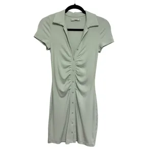 Abercrombie & Fitch Button Down Ribbed Fitted Polo Dress in Green - Size XS thumbnail 5