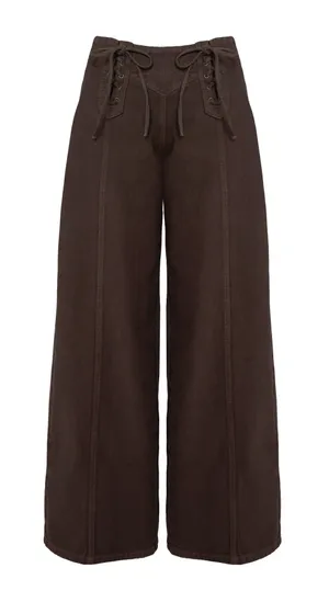 Bystander Lace Up Pants Brown princess Polly thumbnail 1