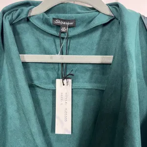 Shinestar Women Teal Ombre Open Front Long Vest Duster Tie Waist Size L thumbnail 3