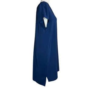 Amanda Uprichard M 100% Liquid Silk‎ Shift Dress Blue Career Office Made In USA thumbnail 7