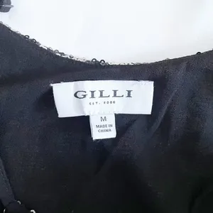 GILLI Sequin Leopard Print Crop Tank Top Camisole Black Silver Adjustable Size M thumbnail 6