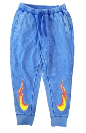 Nike Sportswear French Terry Flames sweatpants in a Game Royal blue colorway. thumbnail 1