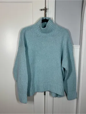 Madewell Chunky Knit Alpaca Blend Turtleneck mint blue size‎ medium nwt thumbnail 2