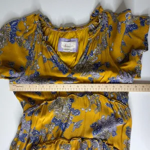 By Anthropologie Robin Tiered Mini Dress Small Yellow Floral Paisley Boho‎ Flowy thumbnail 10