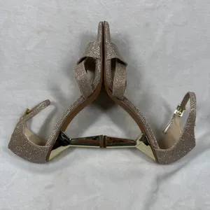 Franco Sarto Rania2‎ Champagne Gold Glitter Square Toe Flare Heel Sandals 7M thumbnail 10