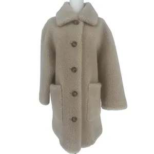 Forte Cashmere Beige Teddy Faux Fur Coat‎ Size M thumbnail 4