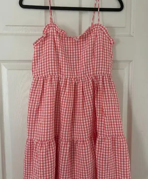 NWT Wild Fable Gingham Spaghetti Strap Mini Tiered Ruffle Dress Size Small thumbnail 12