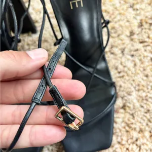 RAYE Black Strappy Lace-Up Platform Heels thumbnail 3