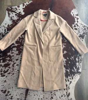 Topshop tan Long Tailored pea coat thumbnail 1
