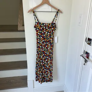Reformation Crimini High Slit Midi Dress in Floral Print Danica NWT thumbnail 3