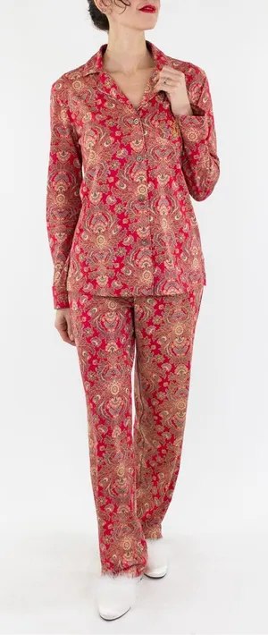 LRL Ralph Lauren Pajama Set Womens M Paisley Floral Old‎ Money Comfort Cozy thumbnail 1