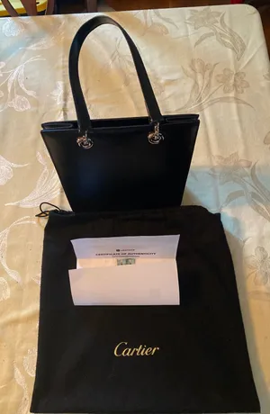 Cartier Leather Shoulder Tote Bag Panthere Cartier Black Medium Women thumbnail 1