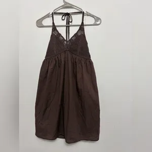 Wild Fable women’s Size Small Brown Halter Crochet Dress NWT(E46)✨ thumbnail 4