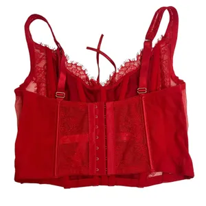 NWT Victoria's Secret 11177017 Women's Red Unlined Lace-Up Corset Top Size M-DD thumbnail 3