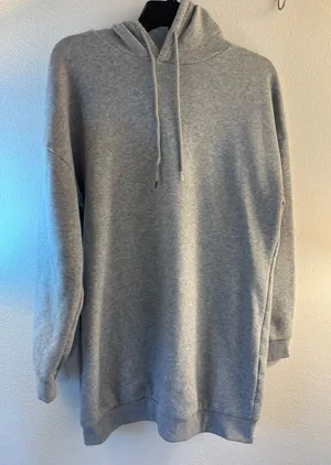 SHEIN Oversized Heather Gray Longline Hoodie Sweatshirt XL thumbnail 1