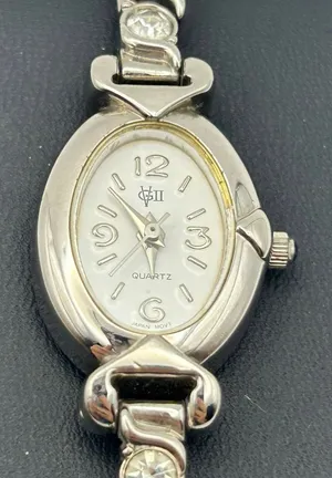 Women’s Silver-tone Watch Oval Dial with Crystals on the Band Working thumbnail 1
