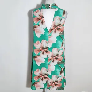 Peach Love California Green Floral Mini Dress Size Large Wedding Guest Dress thumbnail 5