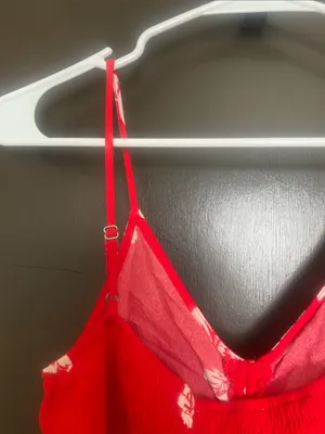 LA Hearts Red Floral Tie-Front Cami Crop Top thumbnail 5