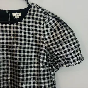 NWT J. Crew Silver/Black Gingham/Plaid Short Sleeve Metallic Top Size Small thumbnail 3