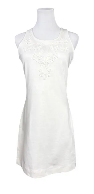 Lilly Pulitzer Foster‎ Pique Textured Cotton Shift Dress SMALL White Embroidered thumbnail 1