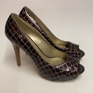 Qupid‎ | Crocodiles Embossed Open Toe Heels Size 8 A18 thumbnail 5