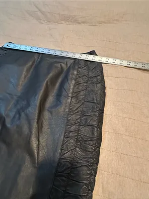 Black Faux Leather Mini Skirt with Ruched Side Panels thumbnail 4