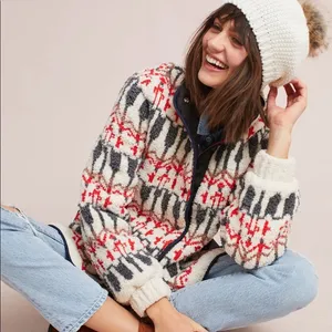 Sleeping on Snow fair isle paneled Sherpa jacket size S thumbnail 3