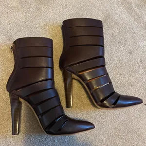 Rebecca Minkoff Derea Chocolate Burgundy Leather Cutout High Heel Boots size 10 thumbnail 4