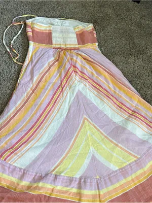 Anthropologie Savannah Halter Striped Dress US Women 4 Orange Boho-Style thumbnail 7