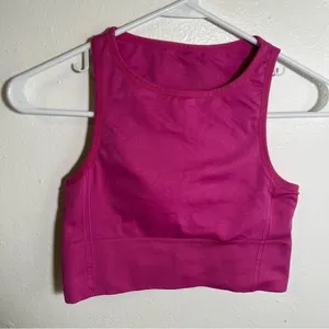 J. Crew Women's Sculpt Stretch High Sports Bra Hot Pink Magenta Crewneck Long‎ thumbnail 2