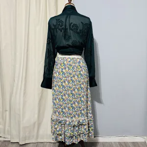 Cynthia Rowley Vintage‎ Floral Cottagecore Bohemian Layered High Waist Skirt M thumbnail 6