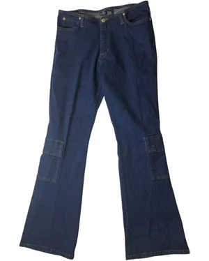 The Blues Women’s 12 Vtg Y2K Dark Wash Flare‎ Cargo Jeans Denim Pocket Casual thumbnail 1