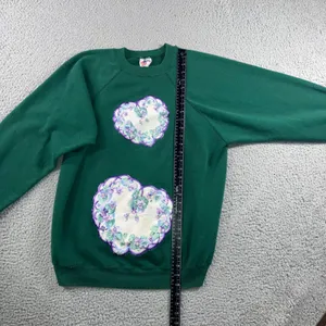Vintage Hanes Sweatshirt Women XL Floral Heart Graphic Grandma Retro 80s 90s Y2K thumbnail 5
