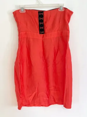 COOPERATIVE URBAN OUTFITTERS Bright Coral Orange Strapless Mini Sheath ? Dress thumbnail 12