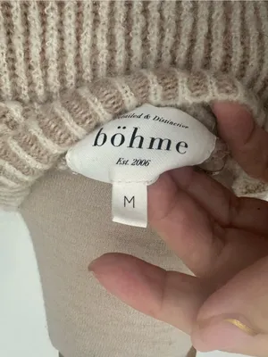 Bohme Oatmeal Ribbed Crewneck Sweater medium tunic length thumbnail 3