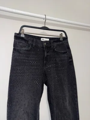 ZARA Rhinestone Jeans Black thumbnail 3