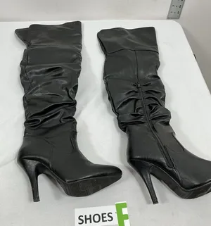 Womans Excellent Condition Forever Otk Stiletto Slouched Dress Boots 8.5 Black thumbnail 1