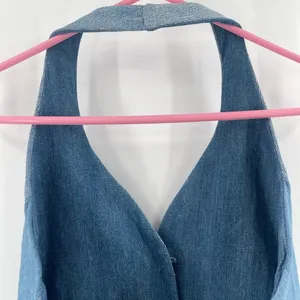 FREE PEOPLE x TRICIA FIX Split Denim Vest Size Extra Small Patchwork Halter NWT thumbnail 12