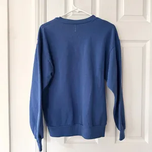 Jerzees Vintage Blue Crew Sweatshirt Embroidered Floral Patchwork Starburst Med thumbnail 8