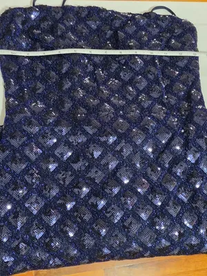 Lulus Shimmering Vibes Lurex Sequin Lace Up Mini Dress - Navy Blue - Size M thumbnail 8