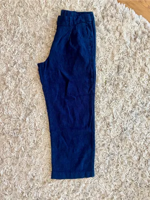 Old Navy Taylor Wide Leg Linen Blend Pants Navy Blue Small Petite High Rise thumbnail 2