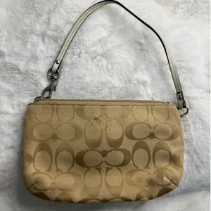 COACH Tan Signature Canvas Turnlock Wristlet thumbnail 2