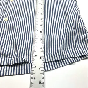 Abercrombie & Fitch Medium Viscose Navy Blue White Striped Camp Shirt EUC Office thumbnail 7